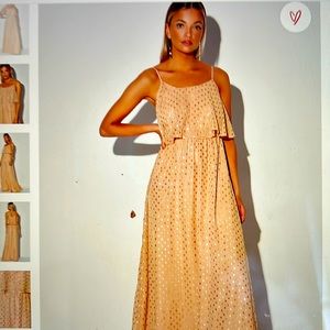 Blush and gold polkadots, sleeveless maxi dress